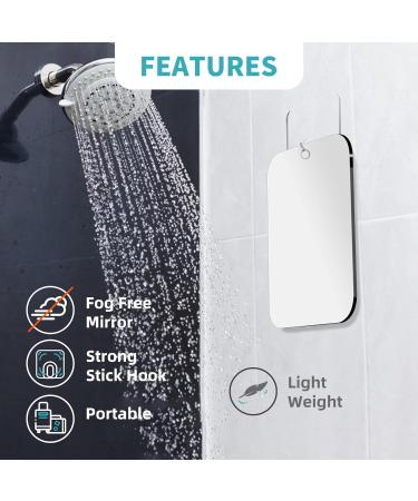 2 Pack Fogless Shower Mirrors for Shaving & Travel - Wall Hanging & Handheld - Unbreakable & Anti-Fog - 8x6 Medium Size - Buy Online on GoSupps.com