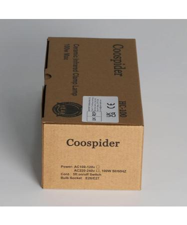 Coospider 100W Infrared Ceramic Heat Lamp for Reptiles & Amphibians - No Visible Light E27 Bulb Holder Perfect for Turtles Lizards Snakes & More - Buy Online on GoSupps.com