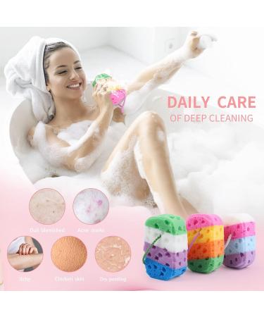 3 Pcs Exfoliating Bath Sponges - Soft Loofah Shower Sponge Set for Body Wash - Vivid Colors Bath Accessories - Buy Online on GoSupps.com