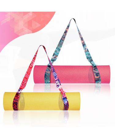 Buy 2-Piece Yoga Mat Set with Adjustable Carrying Strap | Cotton Yoga Belt for Pilates Stretching & Fitness - International Shipping Available - Buy Online on GoSupps.com