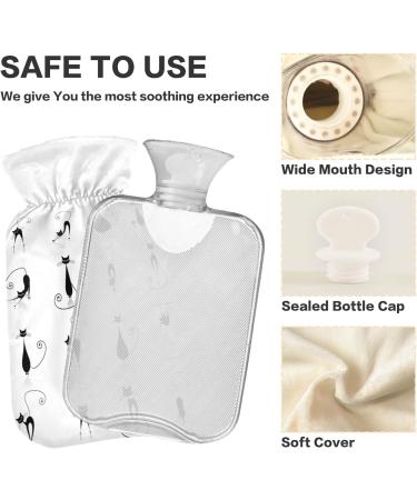 Black Cats Hot Water Bottle with Cover - 2L Large Hot Water Bag for Cramp & Pain Relief | International Shipping - Buy Online on GoSupps.com