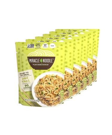 Miracle Noodle Pad Thai Noodles - Ready to Eat Plant Based Vegan Pad Thai Shirataki Noodles Pad Thai Gluten Free Paleo Friendly Non-GMO Gluten Free Asian Noodles - 10 Oz 6-Pack