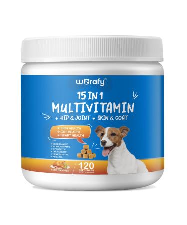 Glucosamine Treats for Dogs - 120 Soft Chews Duck Flavor -Chondroitin for Hip & Joint Health -Contains Dog Probiotics Support Digestive & Immune Support Advanced Hip and Joint Supplement for Dogs