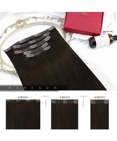 Moresoo Clip in Hair Extensions Real Human Hair Extensions Clip in Double Weft Darkest Brown Clip in Extensions Remy Hair 14 Inch 5 Pieces/70g #2 35 cm #2 - Buy Online on GoSupps.com