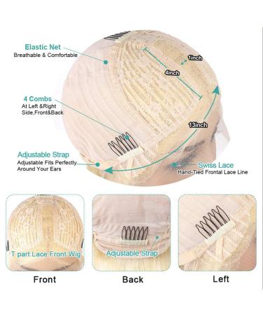 Allove 613 Blonde Lace Front Wig 16 Human Hair Pre Plucked T Part Straight Wig with Baby Hair - 10a Brazilian Hair for Black Women - Buy Online on GoSupps.com