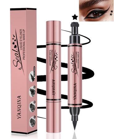 LYSdefeu 1Pcs Black Liquid Eyeliner Stamp  Star Stamp Eyeliner Pen  Double-Side Seal Waterproof Eyeliner Pencil  Long-lasting Smudge-proof Tattoo Tools  Eye Liner Makeup Gift for Women Girl Black - Star