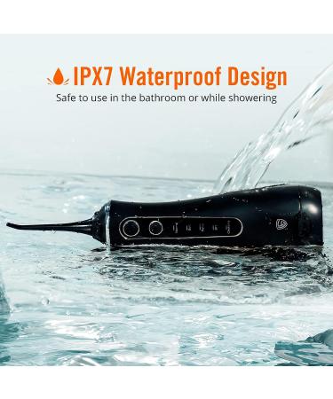 LF Water Dental Flosser with 6 Jet Tips | 4 Modes Cordless Water Picks for Teeth Cleaning | IPX7 Waterproof Rechargeable Oral Irrigator for Home & Travel - Black - Buy Online on GoSupps.com