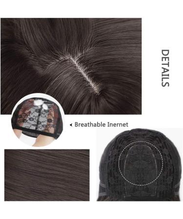 Just Brown Bob Wig with Air Bangs - Real Hair Shoulder-Length Wigs for Women | Silk Overheats Fake Scalp | Ideal for Daily Wear - 16in Dark Brown - Buy Online on GoSupps.com