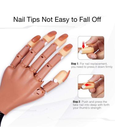 Nail Practice Hand for Acrylic Nails - HoMove Flexible Movable Mannequin Hand with 300 PCS False Nail Tips - DIY Manicure Starter Kit (Brown) - Buy Online on GoSupps.com