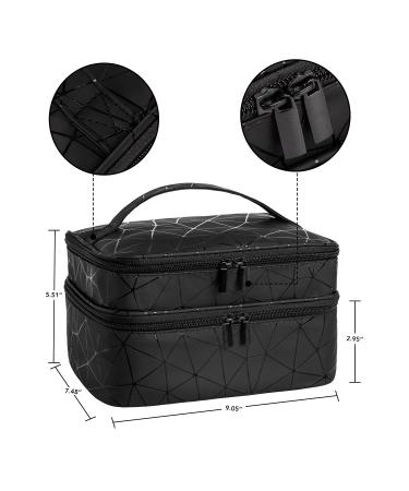 KGMCARE Double-Layer Nail Polish Storage Organizer Case - Holds 30 Bottles (15ml) - Geometric PU Leather - Black - Buy Online on GoSupps.com