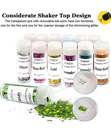 HOLOGRAPHIC Chunky Glitter Set - Jemesi 144g Craft Glitter for Epoxy Resin Face & Nail Art Body Slime | Festival Party Colors - Buy Online on GoSupps.com