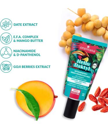 Orientana - Natural Vitamin Night Face Cream-Mask Hello Dactyl | Date Extract | Natural Vegan | Rich Creamy Texture | For Soft and Silky Skin | Every Skin Type - 40ml DATE & MANGO BUTTER - Buy Online on GoSupps.com