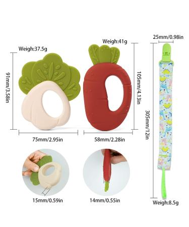 Organic Silicone Baby Teething Toys Set - BPA Free Massaging Carrot Teether for Babies 0-12 Months - Buy Online on GoSupps.com