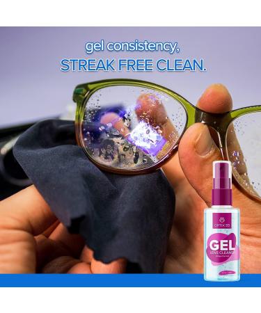 2oz Gel Lens Cleaner Kit with Microfiber Cloths | Safe for AR Coated Lenses | For Glasses, Screens, Electronics (4oz Pink) - Buy Online on GoSupps.com