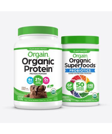 Orgain Organic Vegan Protein Powder + Orgain Organic Greens Powder Superfood Blend