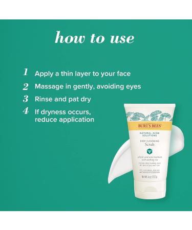 Burt's Bees Natural Acne Solutions Deep Cleansing Scrub Salicylic Acid Acne Treatment with Soothing Cica 99% Natural Origin 113g - Buy Online on GoSupps.com