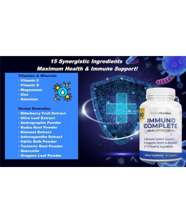 Immuno Complete an Immune Support Supplement with Vitamin C D Zinc Magnesium Elderberry and 10 More Synergistic Ingredients for Immune Support (1) - Buy Online on GoSupps.com