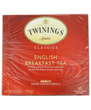 TWININGS TEA, TEA,ENGLISH BREAKFAST 50 BAG
