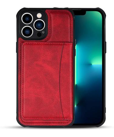BRART Wallet Case for iPhone 13 Pro Max/13 Pro/13 with Credit Card Holder Premium Leather Magnetic Clasp Kickstand Shockproof Back Cover (Color : Red Size : 13 6.1") 13 6.1" Red