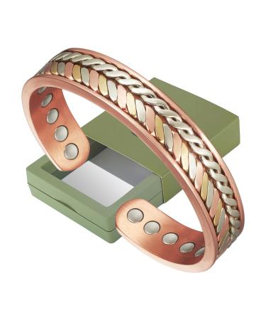 Yinox 10 copper bracelets with strong magnetic treatment for arthritis open and freely adjustable suitable for men and women to wear 3500 gauss for relieving migraines (a)