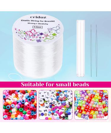 Cridoz 0.5mm Clear Elastic Stretchy String for Bracelets with Beading Needles - Ideal for Bead Bracelets and Jewelry Making - Buy Online on GoSupps.com