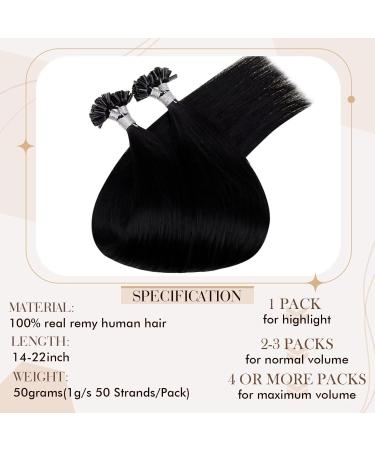 Buy Hetto Real Hair Extensions Bondings - Black Remy Hair 22 Inch (55cm) - 50g #1 Black for Ultimate Hair Recovery - Buy Online on GoSupps.com