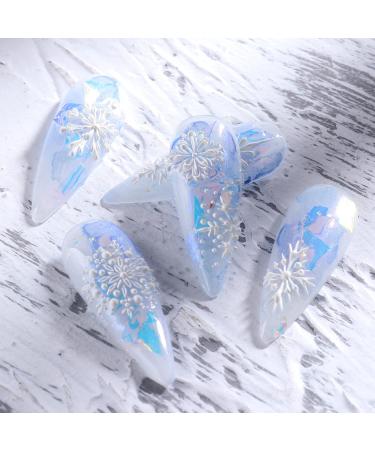 Snowflakes Nail Art Stickers | 5D Hollow Xmas & New Year Design | Luxurious DIY Acrylic Nail Decals - 4 Sheets - Buy Online on GoSupps.com