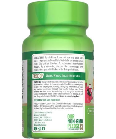 Nature's Truth Probiotics for Kids | 30 Chewable Tablets | 3 Billion CFUs | Berry Flavor | Vegetarian Non-GMO & Gluten Free Supplement - Buy Online on GoSupps.com