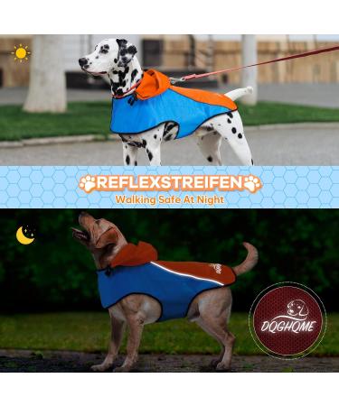 Shop DQGHQME Rain Jacket for Dogs - Waterproof Adjustable Reflective Dog Coat for All Sizes - Ultra-Light Blue & Orange - Buy Online on GoSupps.com