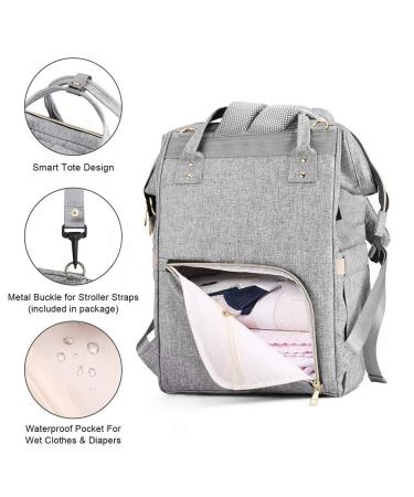 Mokaloo Diaper Bag Backpack with USB Charging Port - Large Anti-Water Baby Bag for Boys & Girls - Stroller Straps - Grey - Buy Online on GoSupps.com