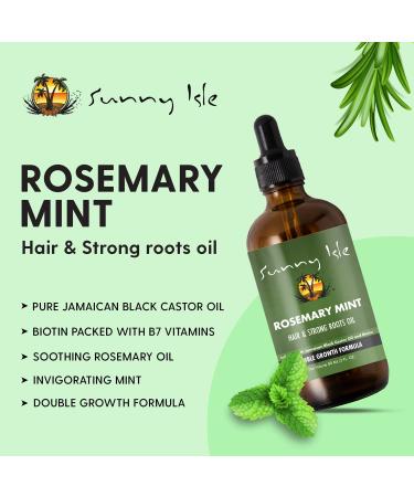 Sunny Isle Rosemary Mint Hair and Strong Roots Oil with Biotin & Castor Oil 3oz - Strengthen & Nourish Hair Follicles for Dry Scalp, Split Ends - All Hair Types - Buy Online on GoSupps.com