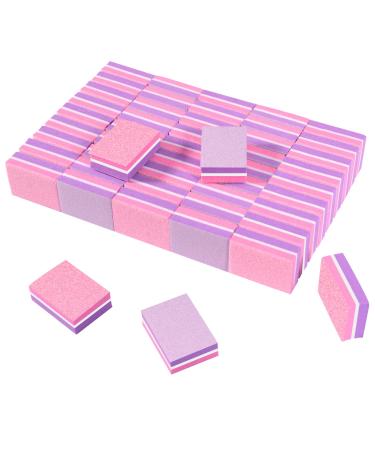 CGBE 50 pieces for nails nail buffer blocks 100/180 buffer grinding blocks polishing blocks nail files block double -sided for gelails and acrylic nails nail polishing block washable pink/purple