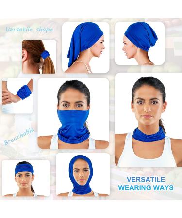 4 Pack Neck Gaiter Face Mask Balaclava Bandana Headband Set for Men Women - Blue/Black/Gray/Dark Blue - Buy Online on GoSupps.com