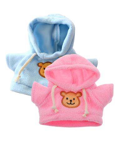 Bear Clothes For 6-8inch Stuffed Bears 2pcs Hooded Cute Stuffed Animal Clothes Cartoon Diy Decorative Clothes For Stuffed Animals Hoodie Tee Teddy Bear Clothes Fits Most