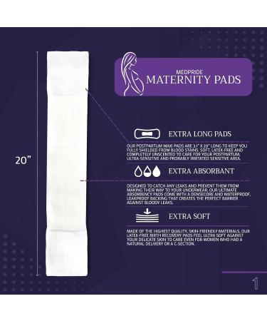 Med Pride Postpartum Maternity Pads - 12 Extra-Absorbent After-Birth Pads for Heavy Flow & Overnight Use - Buy Online on GoSupps.com