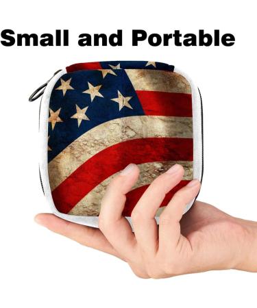 Vintage American Flag Sanitary Napkin Storage Bag - Period Tampon Makeup Pad Pouch - Color3805 - Buy Online on GoSupps.com
