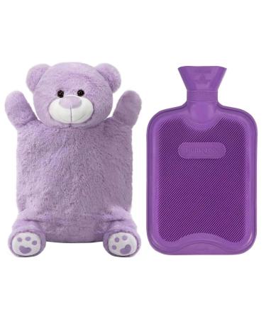 HomeTop Premium Classic Rubber Hot or Cold Water Bottle with Cute Stuffed Animal Cover (2 Liter  Light Purple) Light Purple 67.63 Fl Oz (Pack of 1) - Buy Online on GoSupps.com