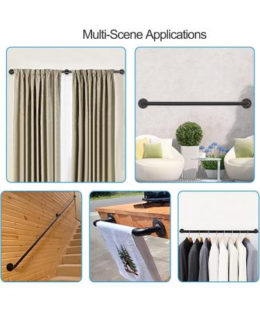 Handrail 1ft -20ft Banister Stairs Indoor Outdoor Steps Railing Staircases Railings Handrails for Disabled Elderly Kids Black Metal Wrought Iron Safety Support Rod (Size : 5ft/150 - Buy Online on GoSupps.com