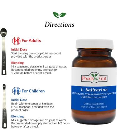 Foods For Gut Lactobacillus Salivarius Probiotic Powder 300 Billion cfu's | Made in USA | No Additives | Digestive & Immune Support | High Potency | L.Salivarius | 60 Gram (2.11 Oz) 2.11 Ounce (Pack of 1) - Buy Online on GoSupps.com