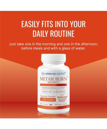 Approved Science MetaboBurn - Metabolic Support - Green Tea and BioPerine - 60 Vegan Capsules - High-Potency Extract - 50% EGCG - Non-GMO, Soy-Free, Allergen-Free - 60 Capsules (Pack of 1) 60 Count (Pack of 1) - Buy Online on GoSupps.com