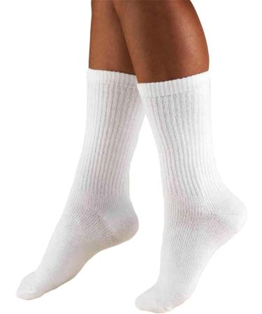 Truform Compression Socks for Men - 15-20 mmHg Crew Length Mid-Calf Cushion Foot Socks (White Medium) - Optimal Support for Travel & Daily Wear - Buy Online on GoSupps.com
