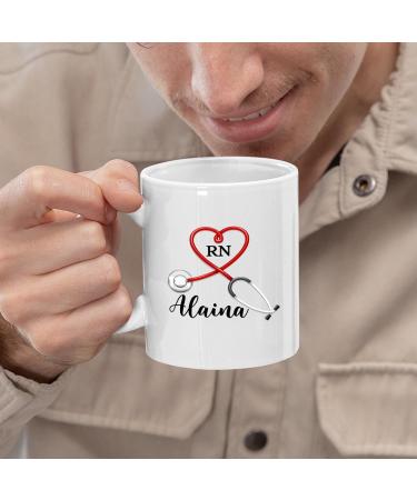 Custom RN Stethoscope Mugs - Personalized Nurse Gifts - 11oz & 15oz White Ceramic Coffee Cups for Medical Assistants - Buy Online on GoSupps.com