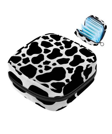 Women's binding-up bags black and white farm cow texture portable menstrual pads panty lips tampons women's bandages storage holder for women school office multicolored 01