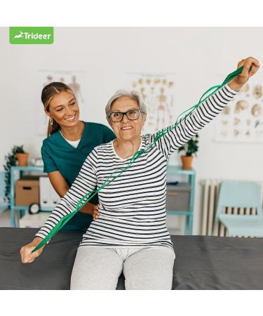 Trideer 10-Loop Stretching Strap for Yoga and Physical Therapy - Non-Elastic Stretch Band for Pilates, Exercise, and Dance - Includes Workout Guide - Green - Buy Online on GoSupps.com