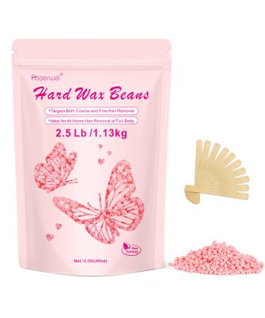 Wax Beads for Hair Removal  Auperwel 2.5lb/1.13kg Hard Wax Beads for Sensitive Skin with 10 Sticks  Waxing Beans for Brazilian  Bikini  Eyebrow  Underarms  Back  and Chest Waxing  Painless Refill Pearl Beads for Wax Warm...
