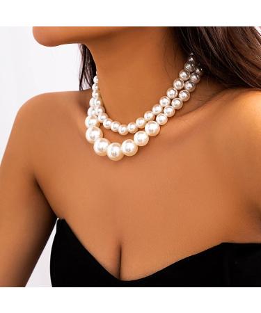 Oralgos Pearl Chain Set - Elegant Party Jewelry | 2 Stunning Necklaces | Fashionable ABS Pearls - Buy Online on GoSupps.com