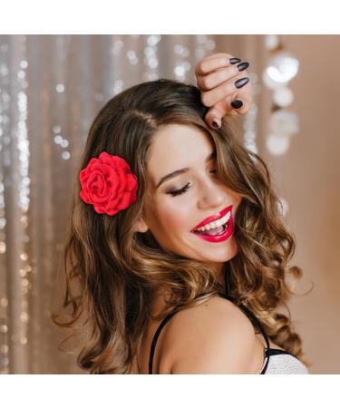 Rose Hair Clips for Women Large Rose Flower Hairpin | Floral Hair Clips Non Slip Strong Hold Blooming Rose Claws Clips for Thin Hair and Thick Hair 11 cm - Buy Online on GoSupps.com