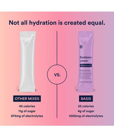 Basis Hydration Low Sugar Electrolyte Mix Powder Packets - Keto-Friendly Supplement Drink for Workout, Travel, and Sports - Pregnancy Dehydration Relief - Variety Pack of 30 Sticks - Buy Online on GoSupps.com