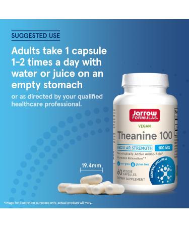 Jarrow Formulas Theanine 100 - 100 mg, 60 Veggie Caps | Calm & Focus Supplement - Buy Online on GoSupps.com