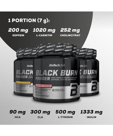 Biotechusa Black Burn Powder - Advanced Thermogenic Formula with 26 Active Ingredients for Fat Metabolism & Energy Boost | Plant Extracts Vitamins & Minerals | 210g Watermelon Flavor - Buy Online on GoSupps.com